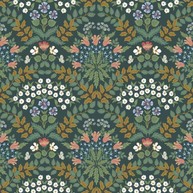 Bramble Green & Gold Wallpaper - York Wallcoverings - RP7322