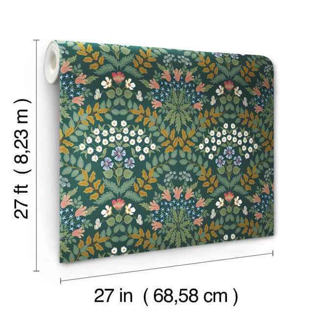 Bramble Green & Gold Wallpaper - York Wallcoverings - RP7322 - York Wallcoverings Wallpaper
