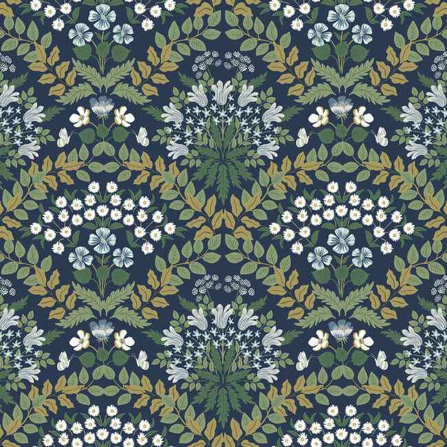 Bramble Navy & Green Wallpaper - York Wallcoverings - RP7324 - York Wallcoverings Wallpaper