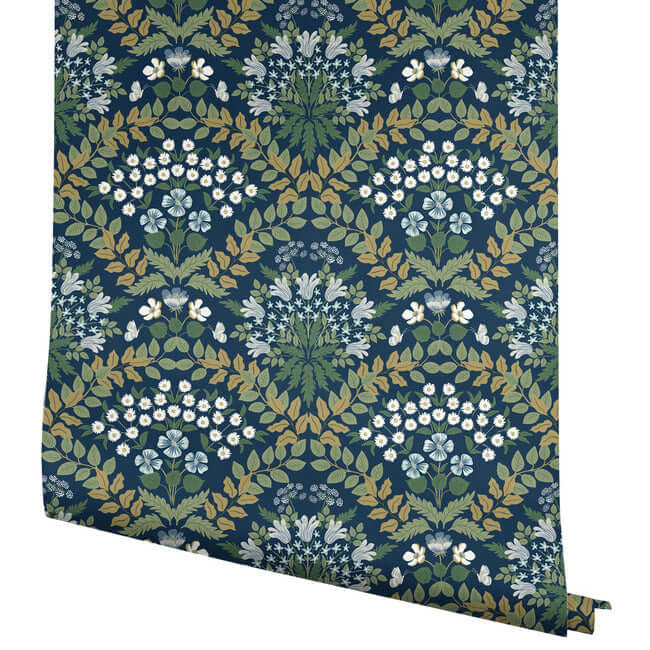 bramble-navy-green-wallpaper-york-wallcoverings-rp7324 - York Wallpaper Wallpaper