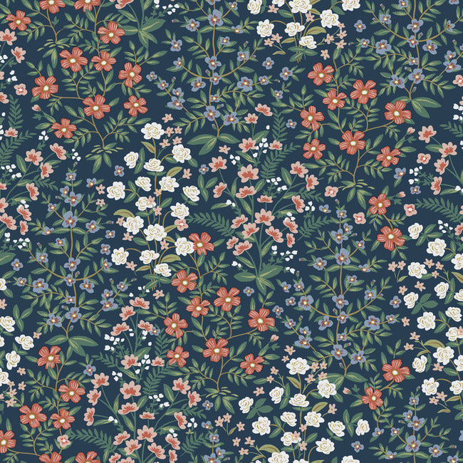 wildwood-garden-wallpaper-navy-york-wallcoverings-rp7376 - York Wallcoverings Wallpaper