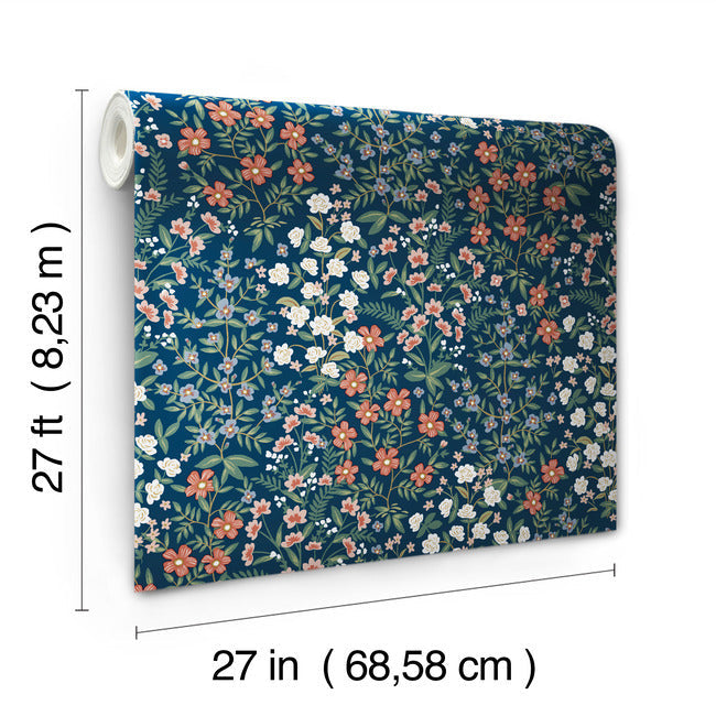 wildwood-garden-wallpaper-navy-york-wallcoverings-rp7376 - York Wallcoverings Wallpaper