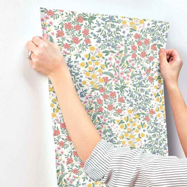 Wildwood Garden White & Pink Wallpaper - York Wallcoverings - RP7377 - York Wallcoverings Wallpaper