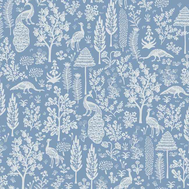 Menagerie Toile Light Blue Wallpaper - York Wallcoverings - RP7370