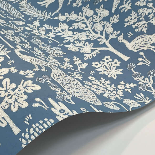 menagerie-toile-wallpaper-blue-white-york-wallcoverings-rp7370 - York Wallcoverings Wallpaper