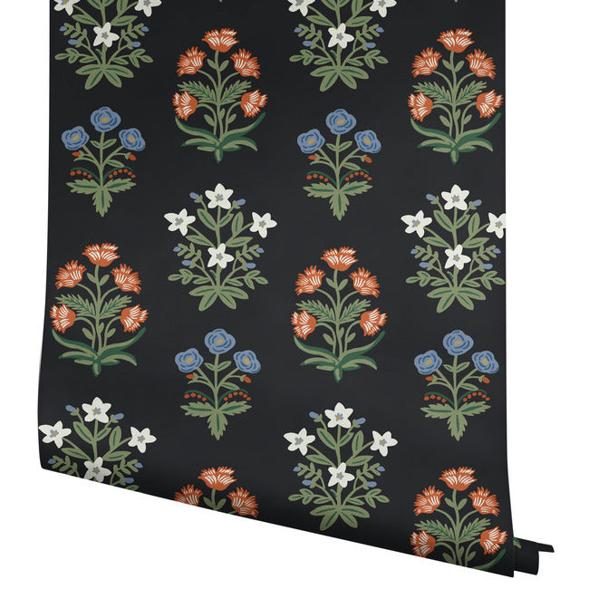 mughal-rose-wallpaper-black-york-wallcoverings-rp7348 - York Wallcoverings Wallpaper