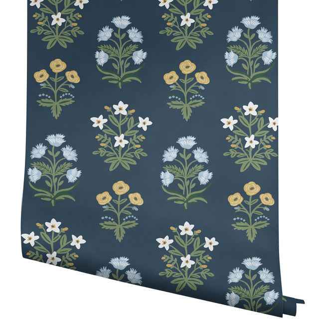 Mughal Rose Blue & Purple Wallpaper - York Wallcoverings - RP7351 - York Wallcoverings Wallpaper