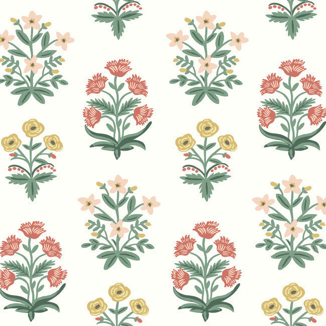 mughal-rose-wallpaper-white-york-wallcoverings-rp7349 - York Wallcoverings Wallpaper
