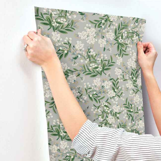 Cornflower Grey & Green Wallpaper - York Wallcoverings - RP7383 - York Wallcoverings Wallpaper