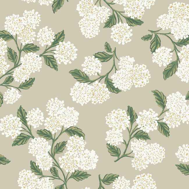 Hydrangea Beige Wallpaper - York Wallcoverings - RP7394