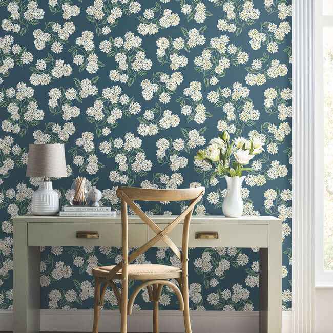 Hydrangea Blue Wallpaper - York Wallcoverings - RP7395 - York Wallcoverings Wallpaper