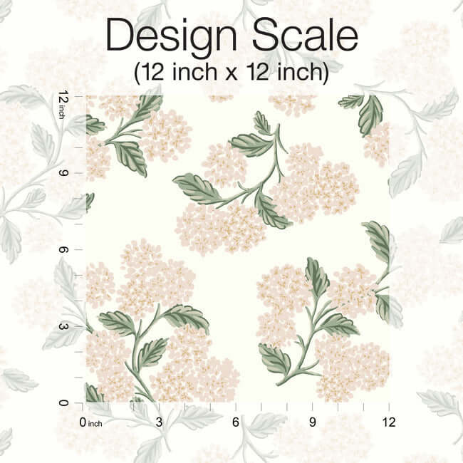 hydrangea-wallpaper-white-blush-york-wallcoverings-rp7393 - York Wallcoverings Wallpaper