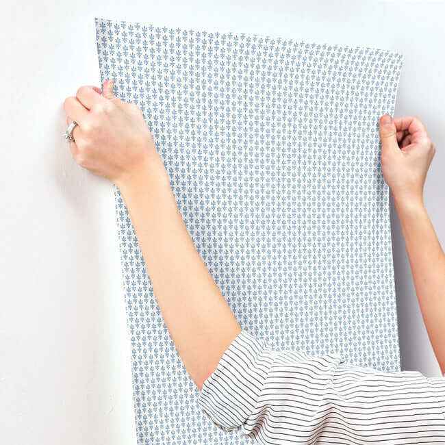 Petal White & Blue Wallpaper - York Wallcoverings - RP7365 - York Wallcoverings Wallpaper