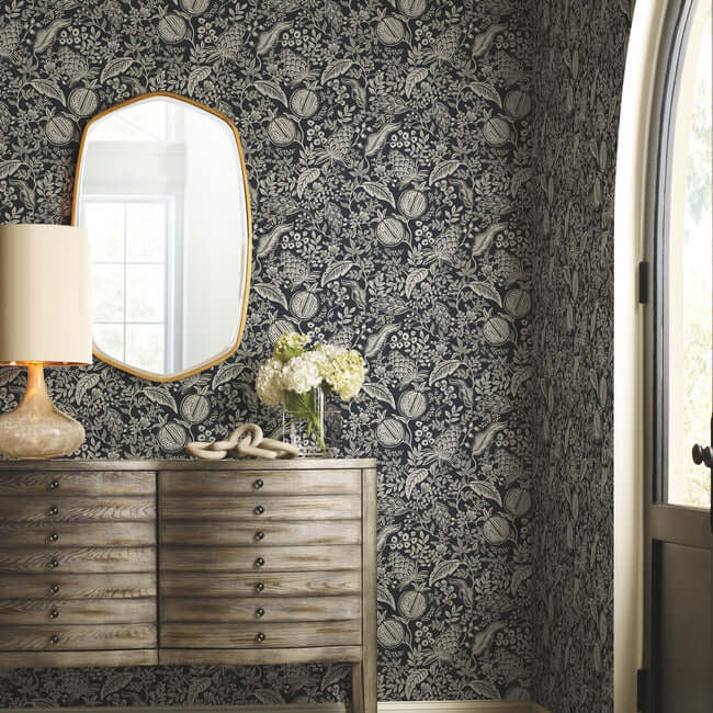 pomegranate-wallpaper-black-linen-york-wallcoverings-rp7389 - York Wallcoverings Wallpaper