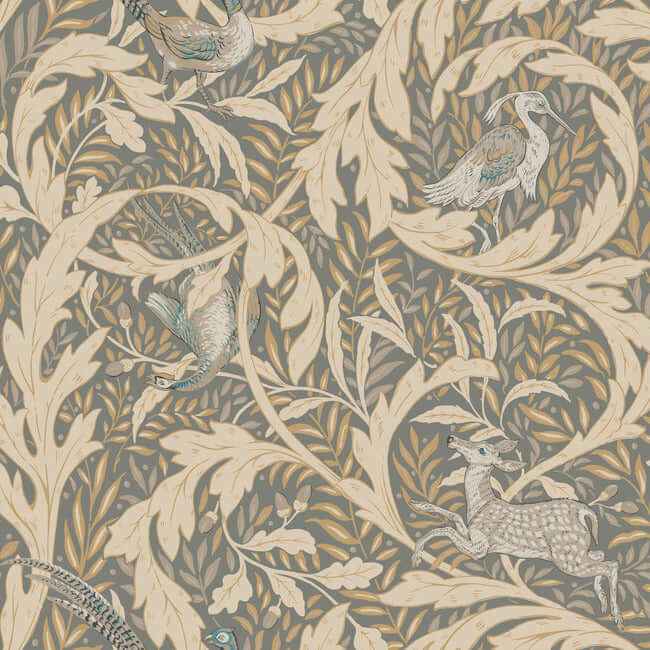 Woodland Tapestry Neutral Metallic Wallpaper - York Wallcoverings - AC9123