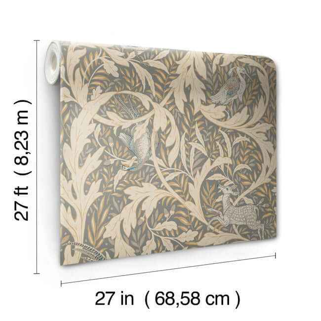Woodland Tapestry Neutral Metallic Wallpaper - York Wallcoverings - AC9123 - York Wallcoverings Wallpaper