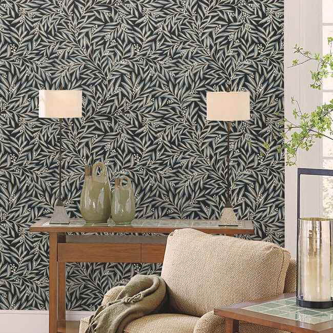 Rowan Black Wallpaper - York Wallcoverings - AC9135 - York Wallcoverings Wallpaper