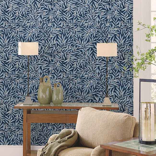 Rowan Navy Wallpaper - York Wallcoverings - AC9133 - York Wallcoverings Wallpaper