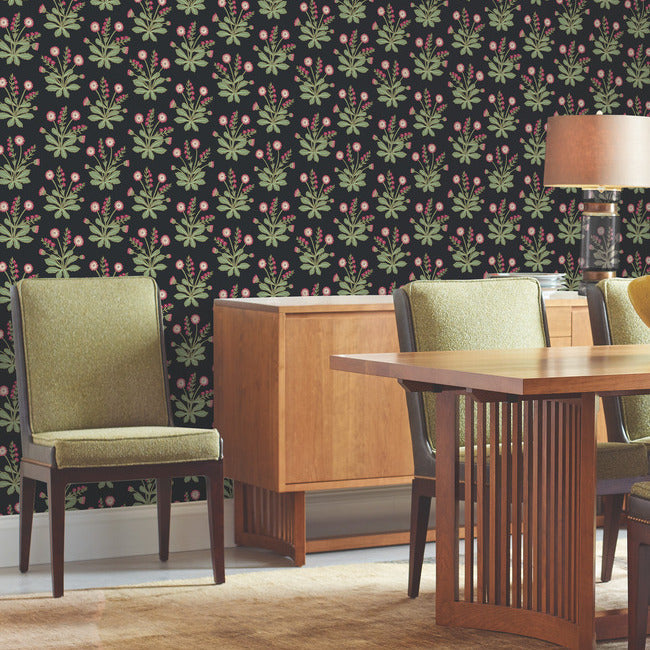 meadow-flowers-wallpaper-blackrose-york-wallcoverings-ac9152 - York Wallcoverings Wallpaper