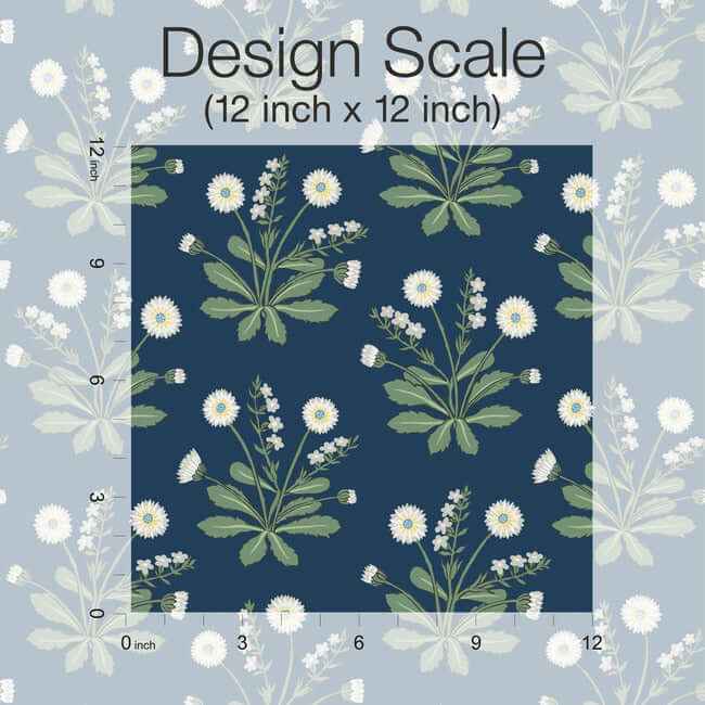 Meadow Flowers Navy & White Wallpaper - York Wallcoverings - AC9151 - York Wallcoverings Wallpaper