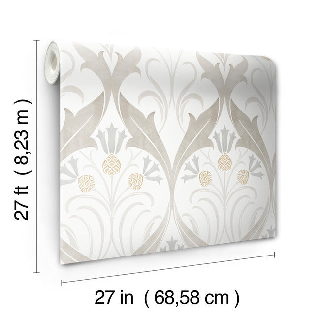 pinecone-ribbon-wallpaper-neutral-york-wallcoverings-ac9172 - York Wallcoverings Wallpaper