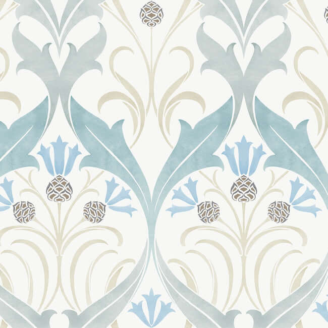 pine-cone-ribbon-teal-wallpaper-york-wallcoverings-ac9171 - York Wallpaper Wallpaper
