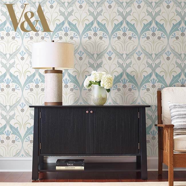 pine-cone-ribbon-teal-wallpaper-york-wallcoverings-ac9171 - York Wallpaper Wallpaper
