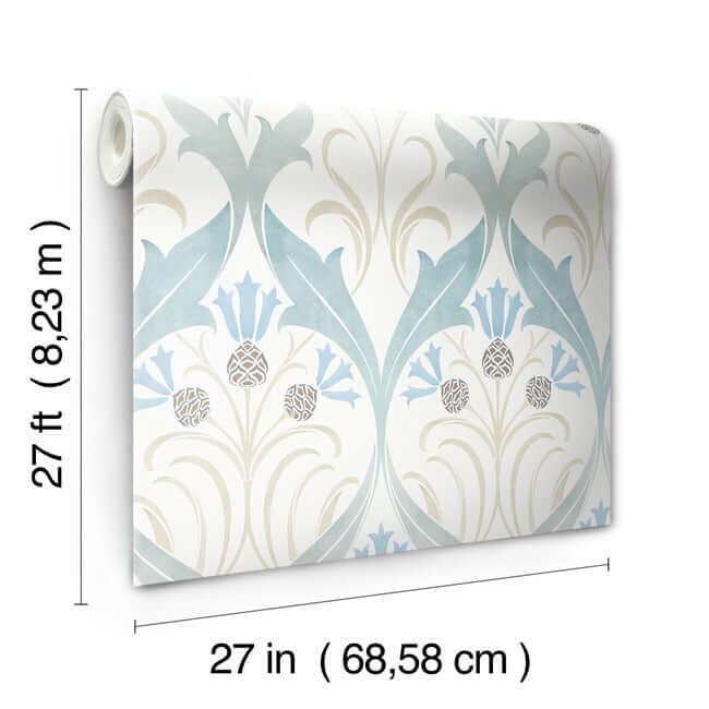 pine-cone-ribbon-teal-wallpaper-york-wallcoverings-ac9171 - York Wallpaper Wallpaper