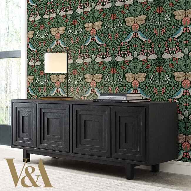 Butterfly Garden Green Metallic Wallpaper - York Wallcoverings - AC9161