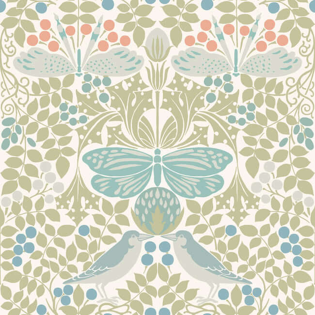 butterly-garden-green-blue-wallpaper-york-wallcoverings-ac9164 - York Wallcoverings Wallpaper