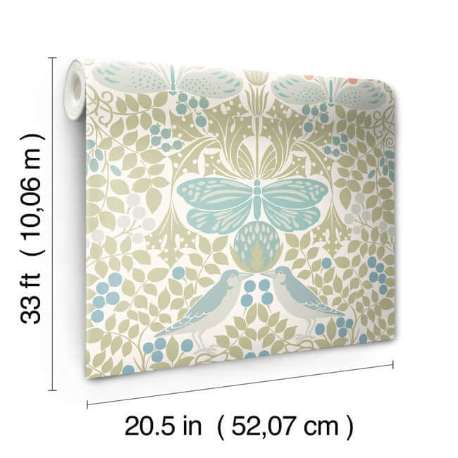 butterly-garden-green-blue-wallpaper-york-wallcoverings-ac9164 - York Wallcoverings Wallpaper