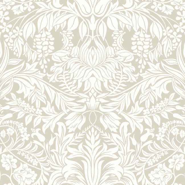 Lockwood Damask Beige Wallpaper - York Wallcoverings - AC9194