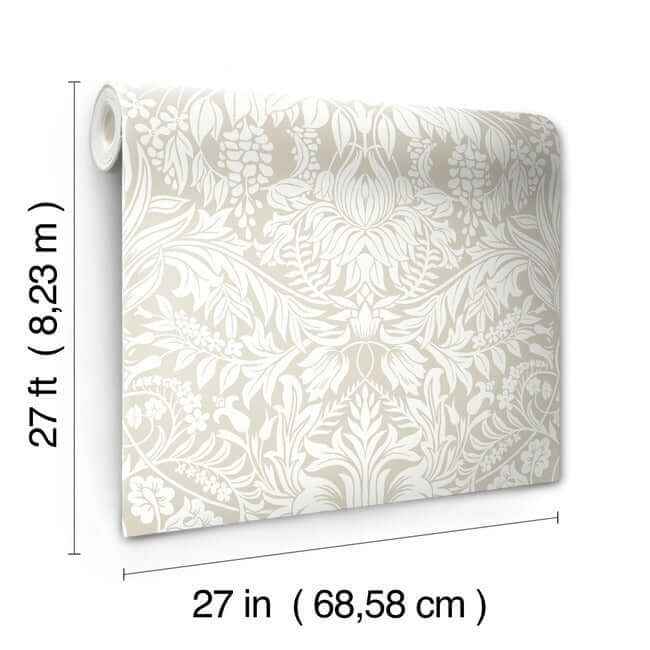 Lockwood Damask Beige Wallpaper - York Wallcoverings - AC9194 - York Wallcoverings Wallpaper