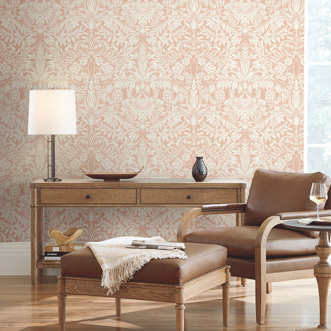 lockwood-damask-wallpaper-blush-york-wallcoverings-ac9191 - York Wallcoverings Wallpaper