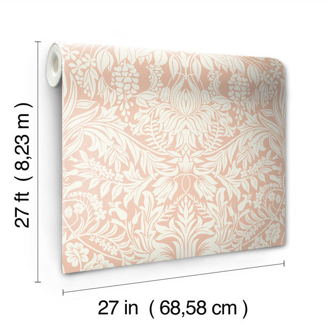lockwood-damask-wallpaper-blush-york-wallcoverings-ac9191 - York Wallcoverings Wallpaper