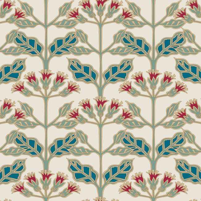 Tracery Blooms Cream Metallic Wallpaper - York Wallcoverings - AC9111