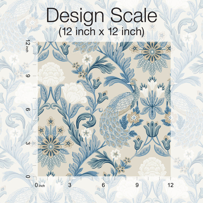 plume-dynasty-wallpaper-neutralblue-york-wallcoverings-ac9105 - York Wallcoverings Wallpaper