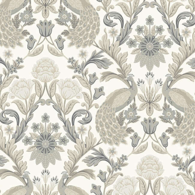 plume-dynasty-wallpaper-whiteneutral-york-wallcoverings-ac9102 - York Wallcoverings Wallpaper