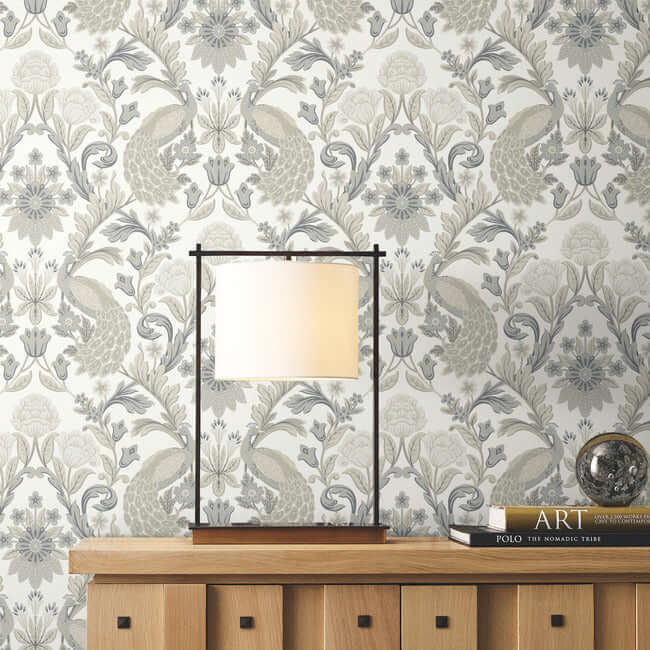 plume-dynasty-wallpaper-whiteneutral-york-wallcoverings-ac9102 - York Wallcoverings Wallpaper