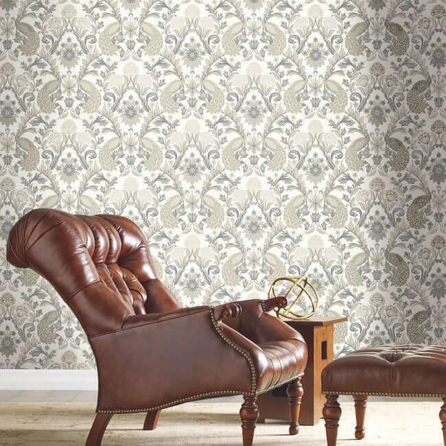 plume-dynasty-wallpaper-whiteneutral-york-wallcoverings-ac9102 - York Wallcoverings Wallpaper
