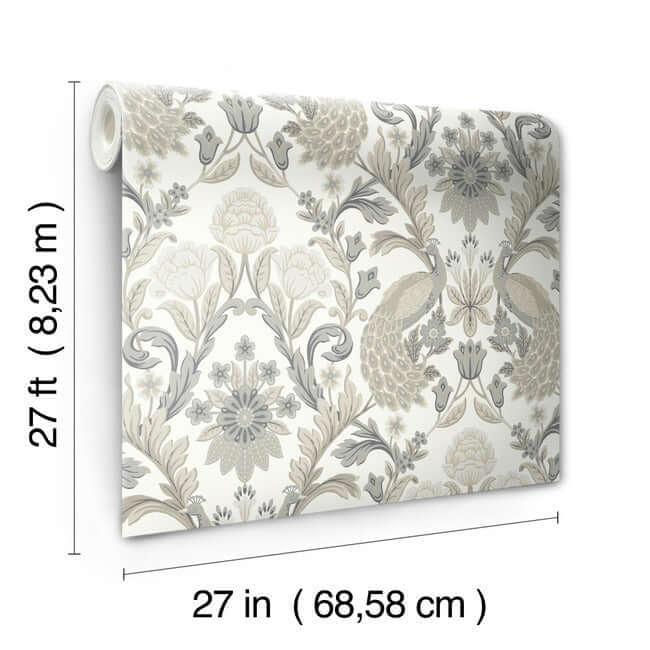 plume-dynasty-wallpaper-whiteneutral-york-wallcoverings-ac9102 - York Wallcoverings Wallpaper