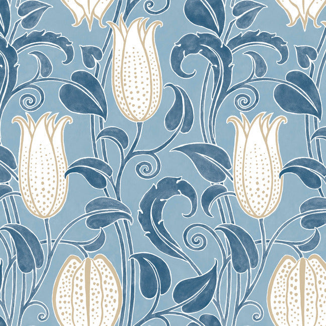 canterbury-bells-wallpaper-blues-york-wallcoverings-ac9205