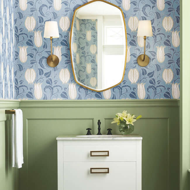 canterbury-bells-wallpaper-blues-york-wallcoverings-ac9205 - York Wallcoverings Wallpaper