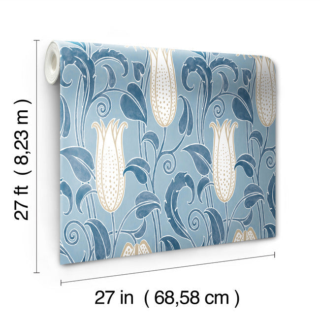 canterbury-bells-wallpaper-blues-york-wallcoverings-ac9205