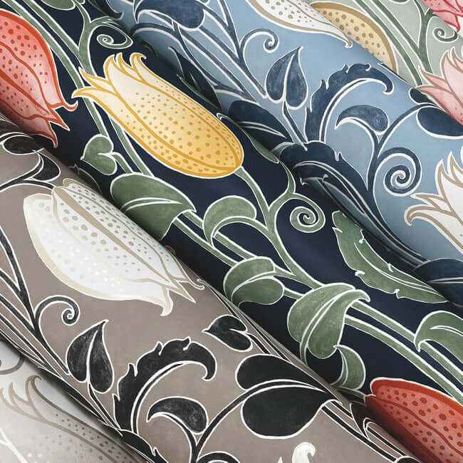 Canterbury Bells Navy Wallpaper - York Wallcoverings - AC9203 - York Wallcoverings Wallpaper