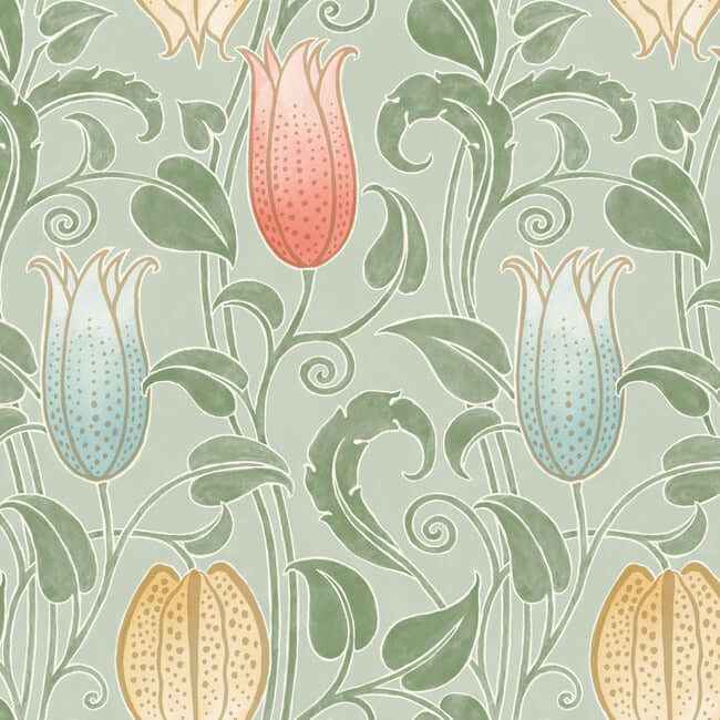 Canterbury Bells Sage Wallpaper - York Wallcoverings - AC9202