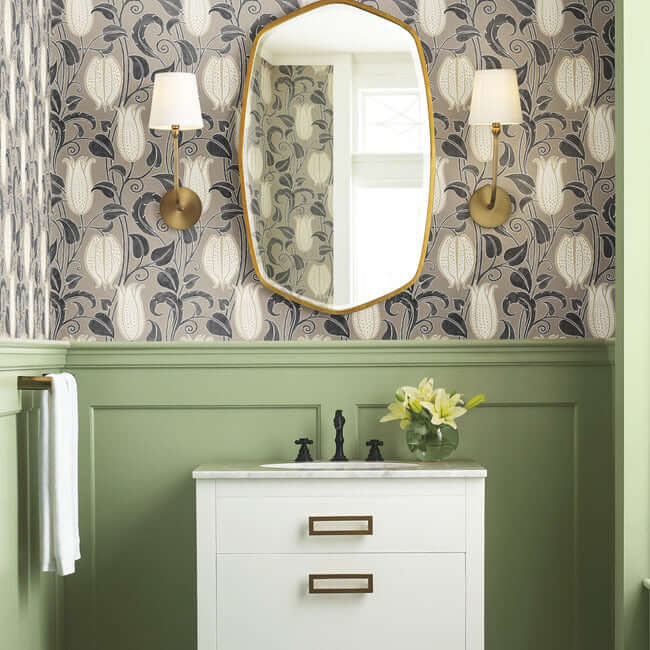 canterbury-bells-wallpaper-taupe-york-wallcoverings-ac9206 - York Wallcoverings Wallpaper