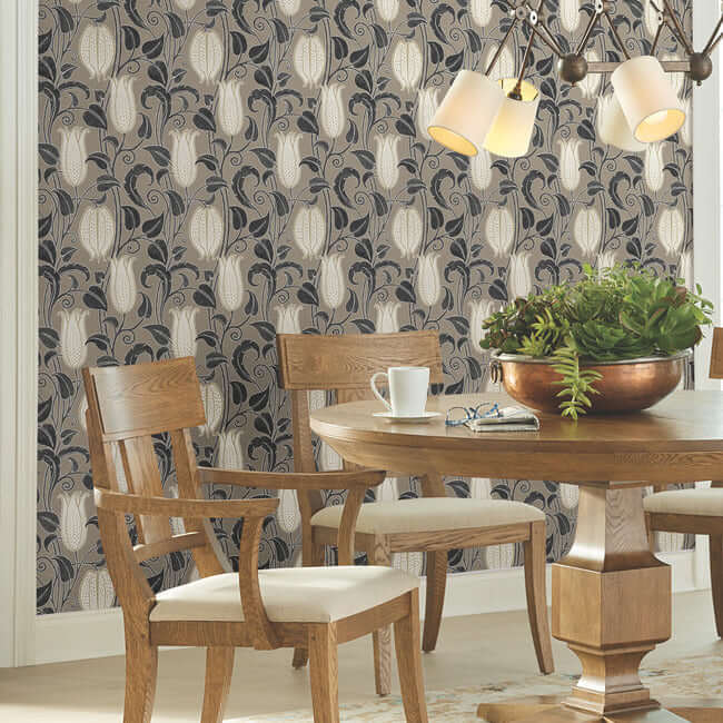 canterbury-bells-wallpaper-taupe-york-wallcoverings-ac9206 - York Wallcoverings Wallpaper