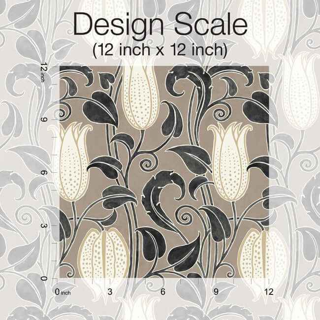 Canterbury Bells Wallpaper Taupe - York Wallcoverings - AC9206 - York Wallcoverings Wallpaper
