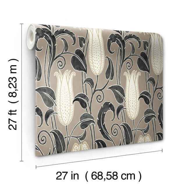 Canterbury Bells Wallpaper Taupe - York Wallcoverings - AC9206 - York Wallcoverings Wallpaper